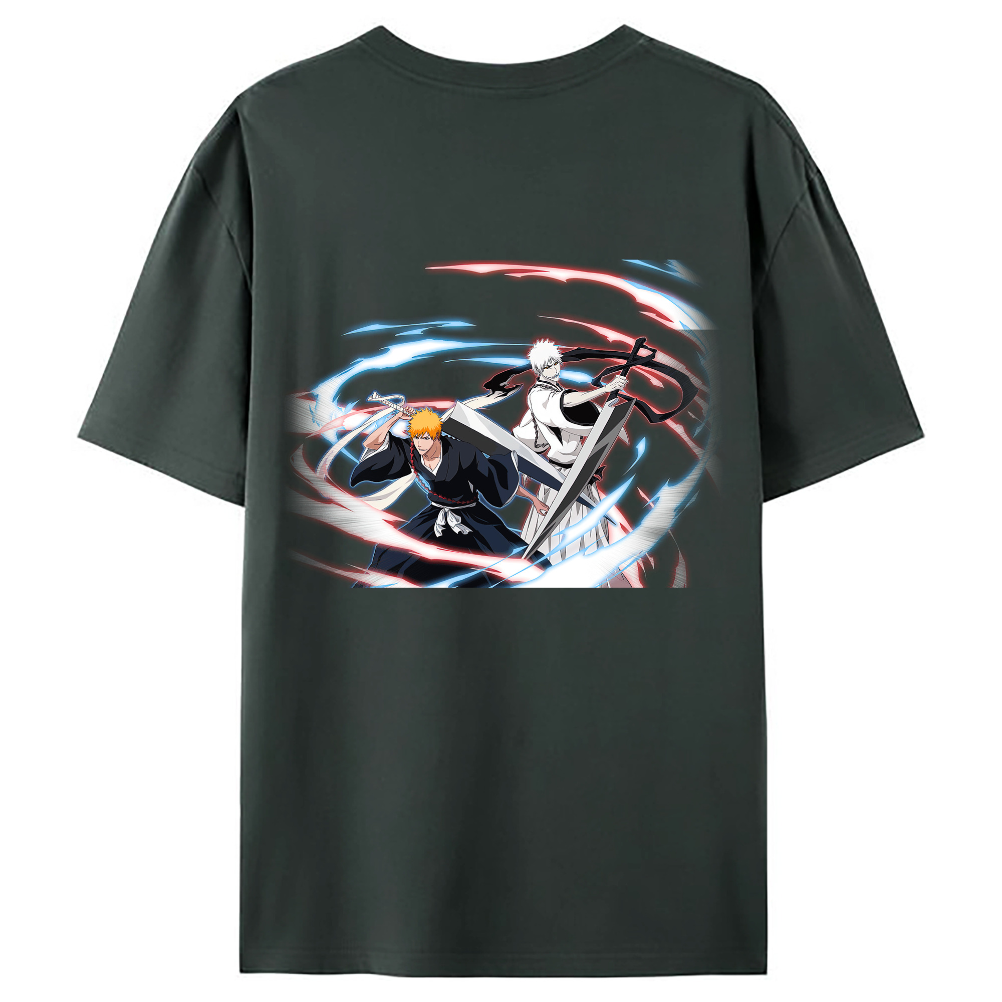 （画像用） ブリーチ 黒崎一護（くろさき いちご）BLEACH Kurosaki Ichigo 綿100％ メンズ半袖Tシャツ（バックプリント） 通気性
